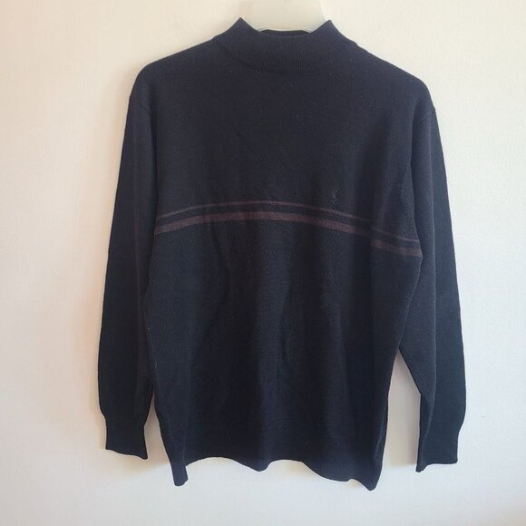 Vintage Yves Saint Laurent Wool Blend Crew Neck Pullover Sweater Size 50 Black - Picture 1 of 9